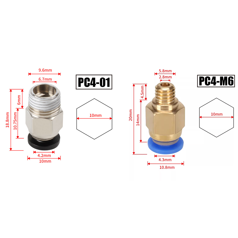 Ptfe Tape Thread - 10 ピース/ロット PC4-M10 空気圧コネクタ 3D プリンタ部品用ボーデンクイックジョインターマッチングカップラー