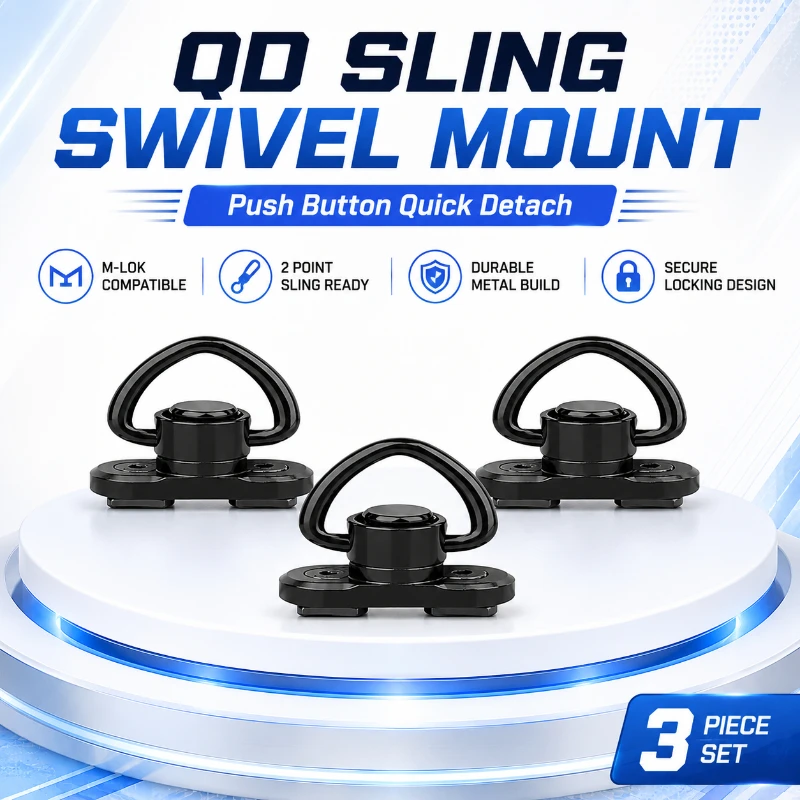 Push Fit Connector - プッシュボタン式クイックリリースQDストラップコネクター、Mlokレール対応、デュアルポイントキャリーストラップ接続アクセサリー、ホビーモデル用