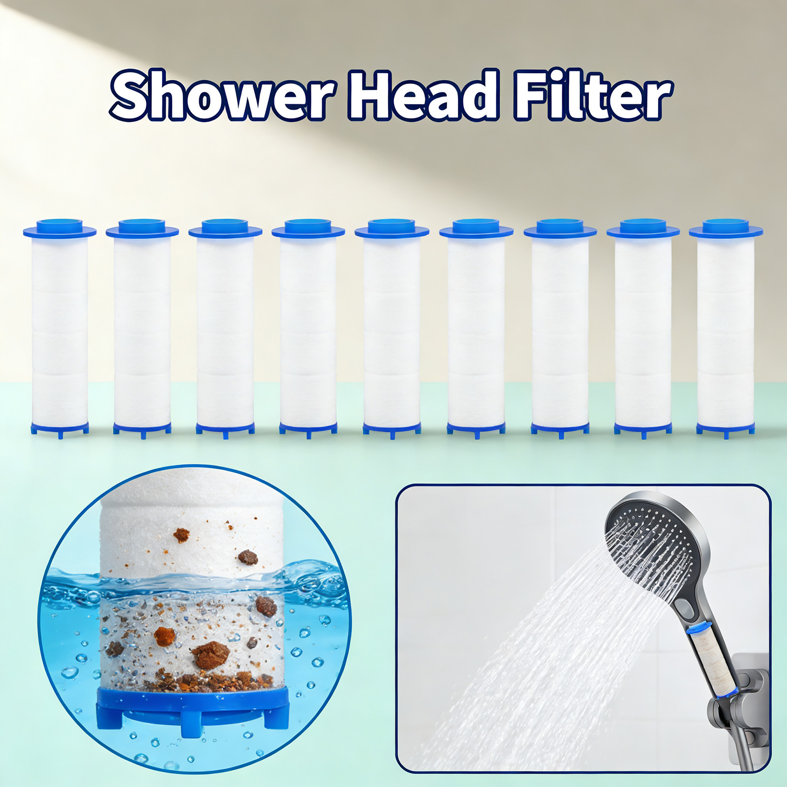 Shower Valve Cartridge - 20個入り交換用シャワーフィルターカートリッジ シャワー水フィルター 塩素/フッ素/硬水を除去 ほとんどのハンドヘルドシャワーヘッドに対応